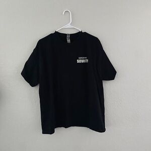 Men’s grunge vintage y2k black short sleeve Leucadian Encinitas Security shirt